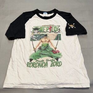 VTG 90s Y2K One Piece Roronoa Zoro Raglan Anime Japan T-Shirt Men Shonen-L-7151